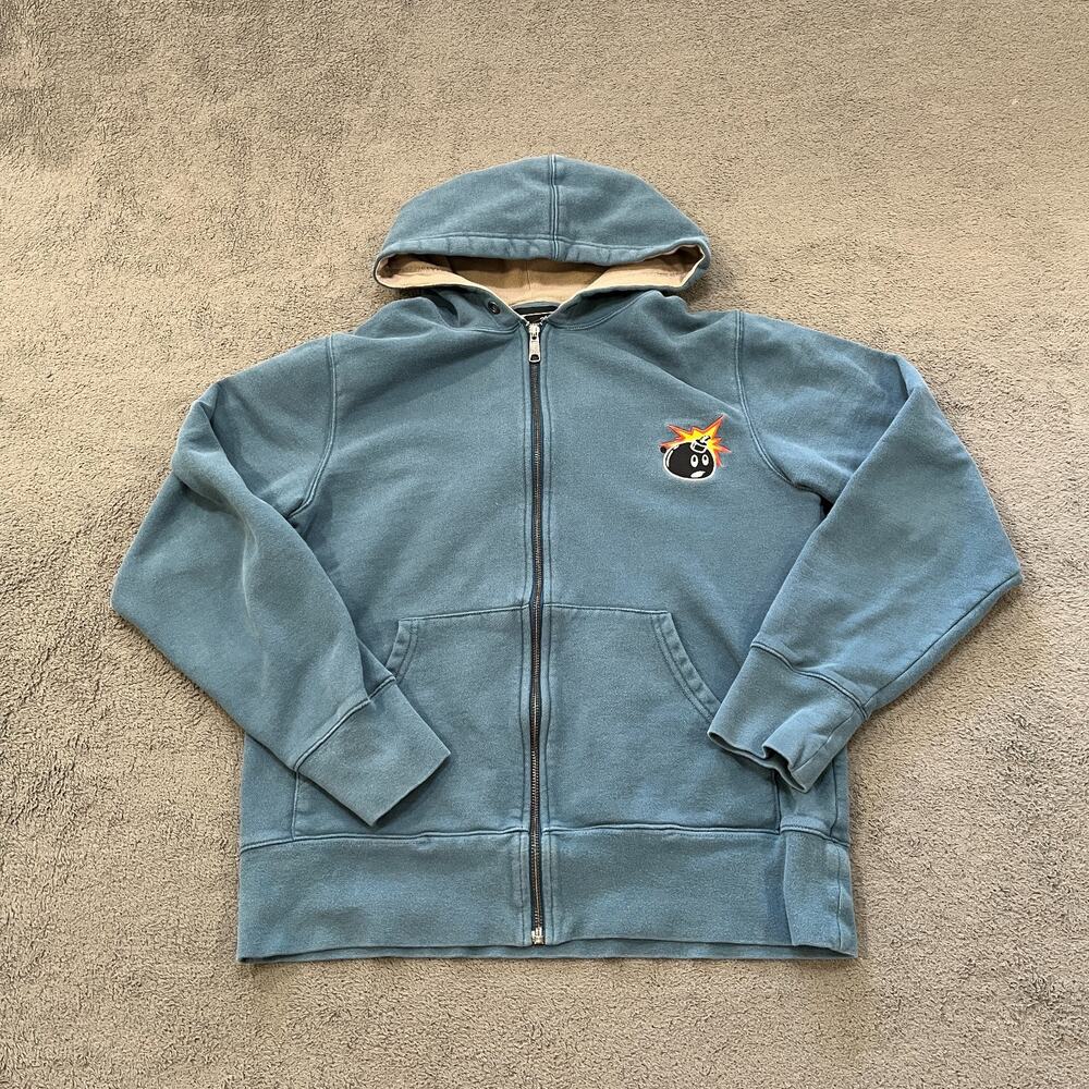 The Hundreds Blue Full Zip Sweatshirt Graphic Adam Bomb Hoodie Men's Size Small